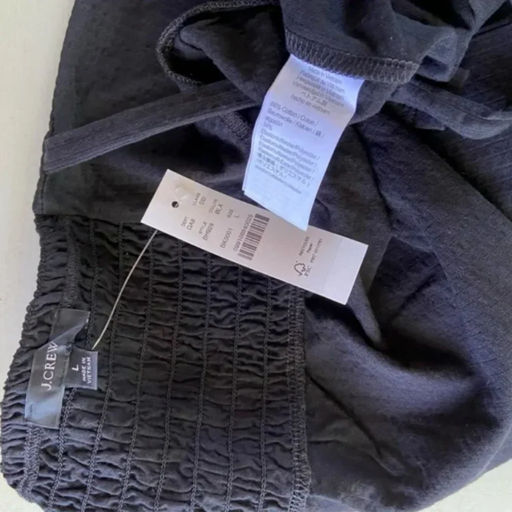 NWT Jcrew SEERSUCKER TIE-FRONT TOP in Black